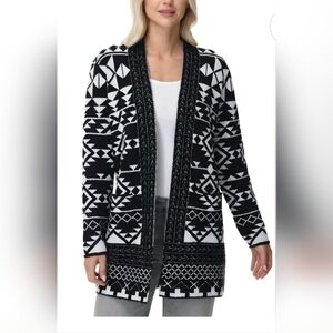 Frye Womens' Southwestern Patterned Jacquard Black & White Cardigan Size XL